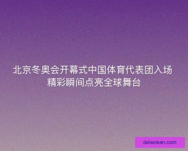 北京冬奥会开幕式中国体育代表团入场 精彩瞬间点亮全球舞台