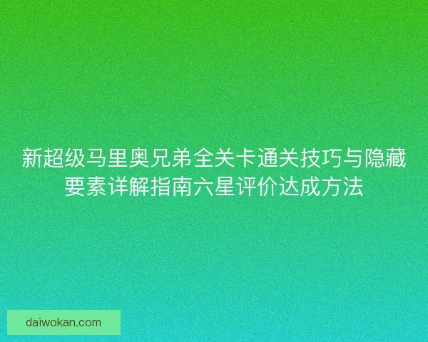 新超级马里奥兄弟全关卡通关技巧与隐藏要素详解指南六星评价达成方法